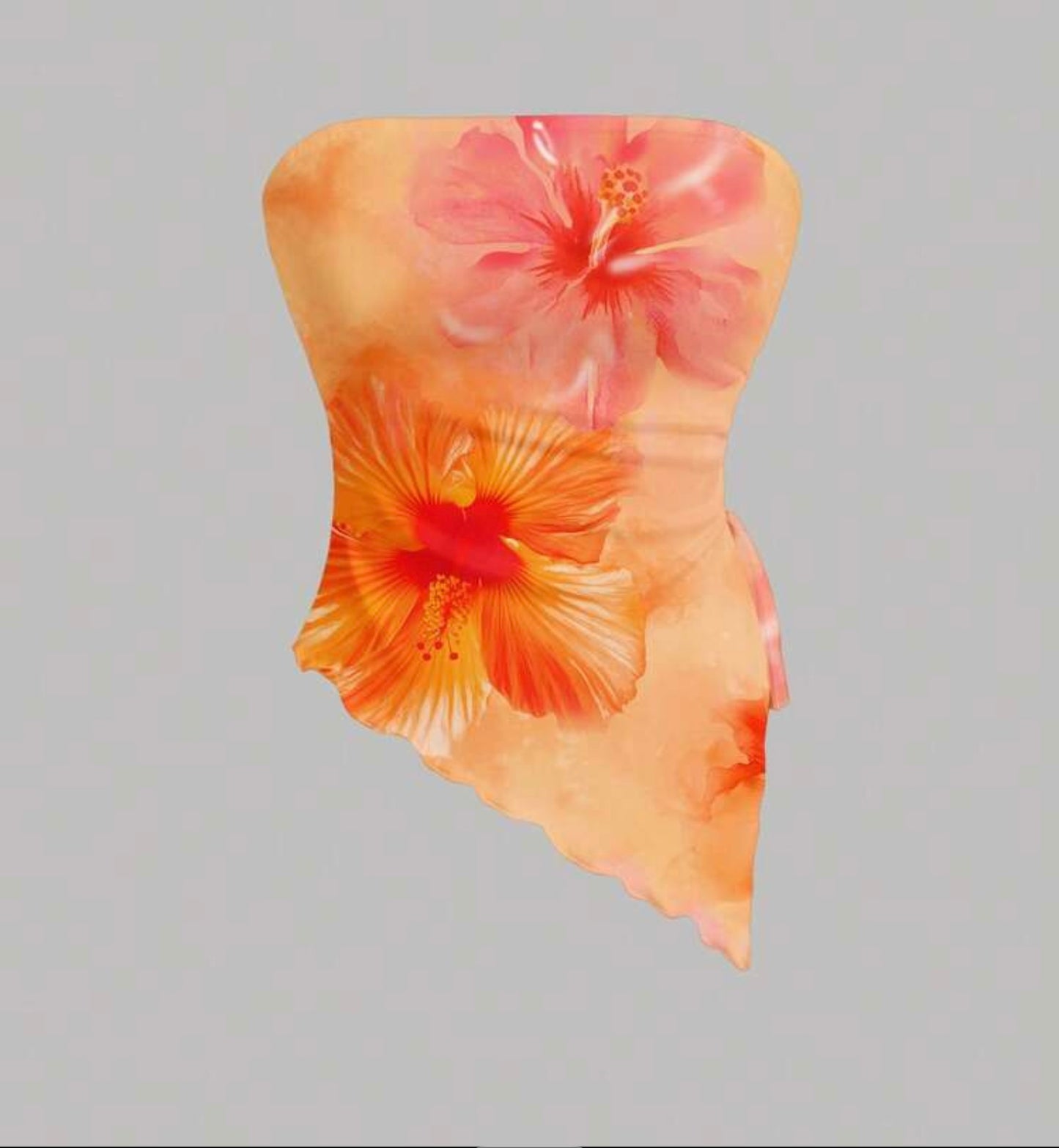 アシンメトリー 花柄タンクトップ