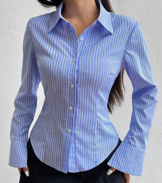 Striped Waist Long Sleeve Shirt