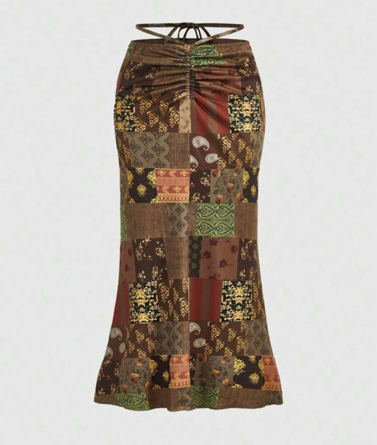 Drawstring Ruched Skirt