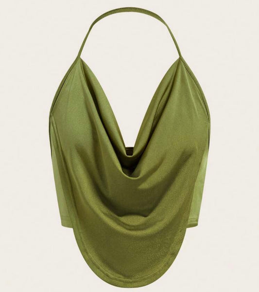 Draped Front Blackless Halter Top