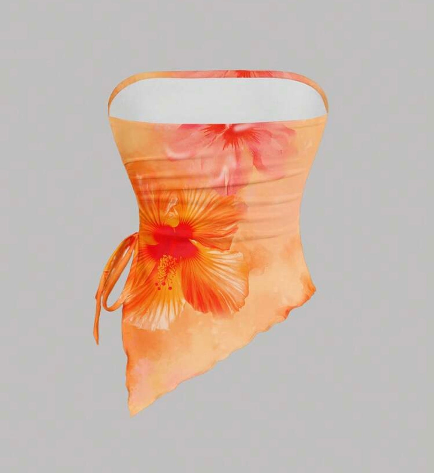 アシンメトリー 花柄タンクトップ