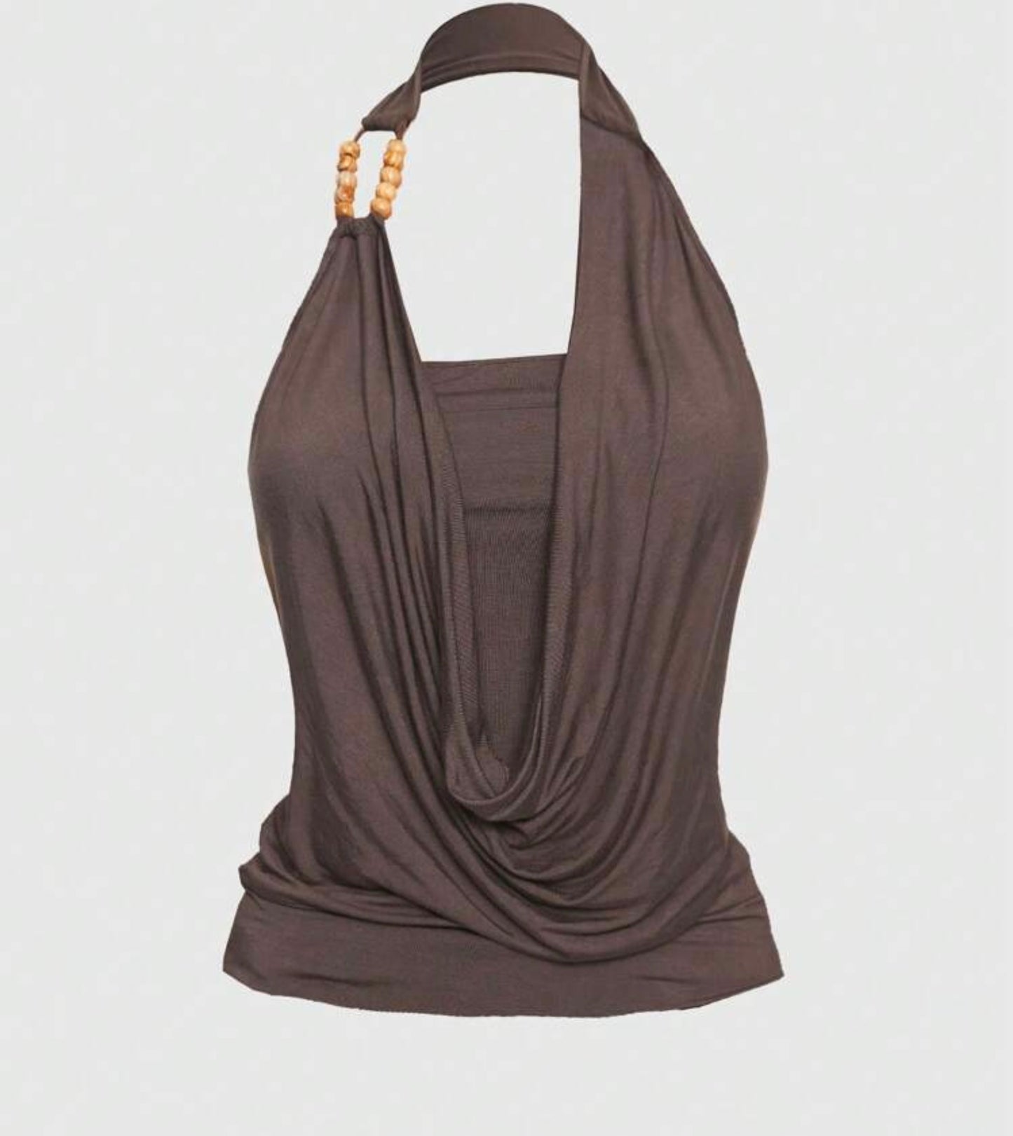 Beaded halter neck fitted top