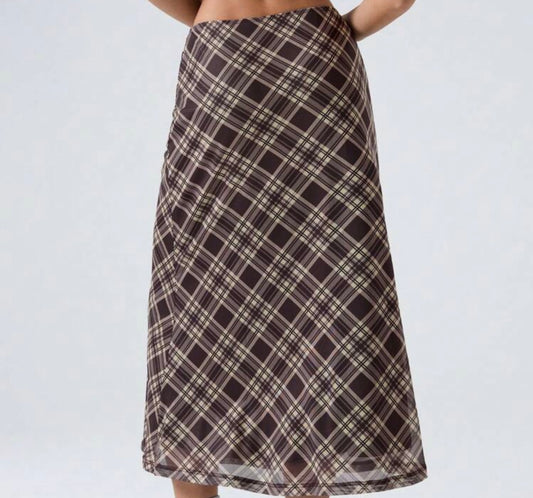 Plaid Mesh Skirt