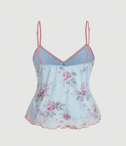 Asymmetrical Floral Tank Top