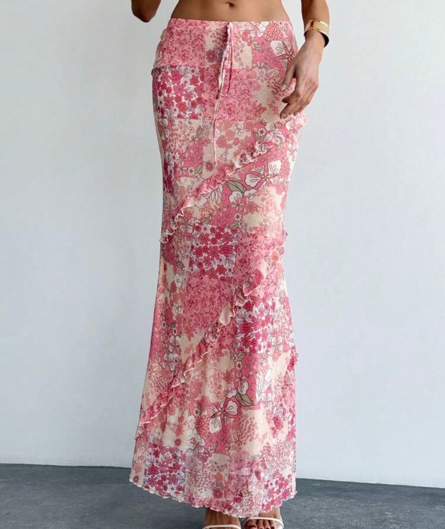 ロングフィット花柄サマースカート