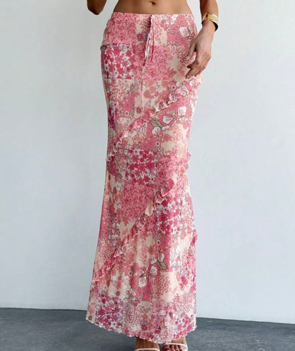 ロングフィット花柄サマースカート