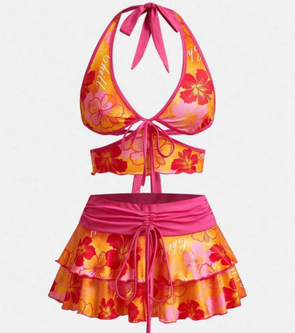 Two Pieces Skirt And Beach Top Set