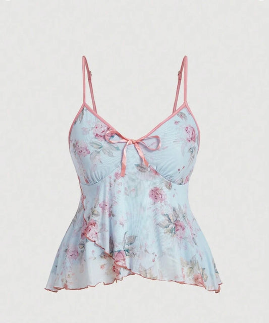 Asymmetrical Floral Tank Top