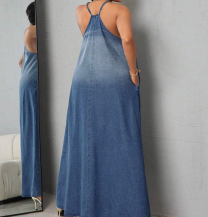 Loose Denim Straps Dress