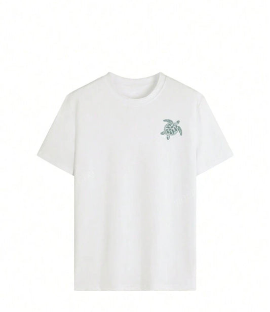 White Turtle Print T-Shirt